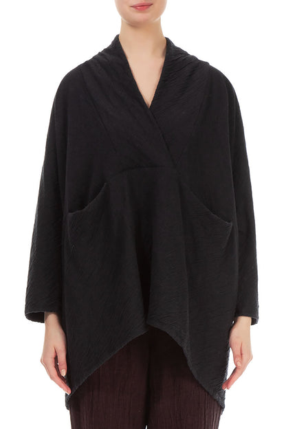 Longer Back Black Wavy Cotton Tunic 1