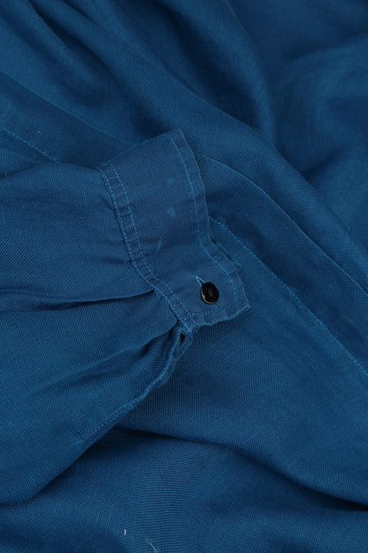 Longer Back Cobalt Blue Silk Cotton Shirt