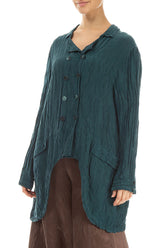 Longer Back Crinkled Teal Silk Jacket 3