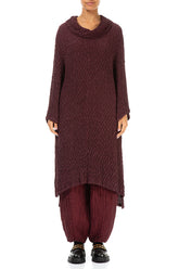 Longer Back Crinkled Wine Silk Tunic 1