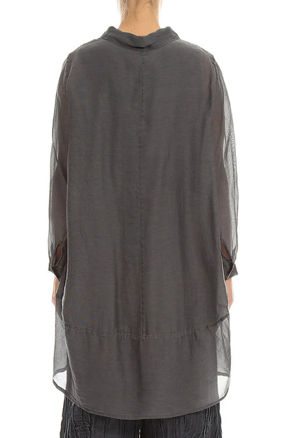 Hemd aus längerem Rückenteil, Graphit, Seide-Baumwolle