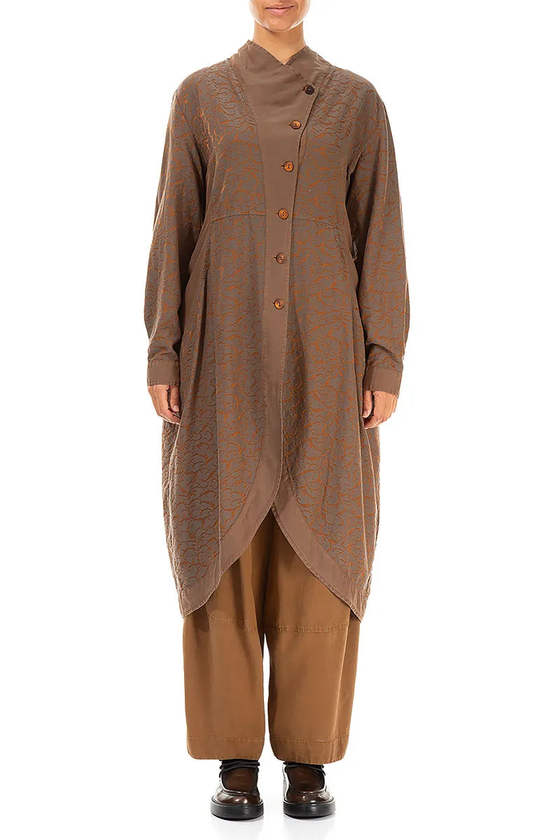 Longer Back Ornamented Aged Copper Silk Cotton Jacket 1