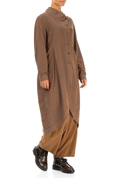 Longer Back Ornamented Aged Copper Silk Cotton Jacket 4