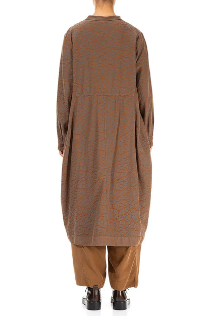 Longer Back Ornamented Aged Copper Silk Cotton Jacket 2