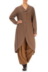 Longer Back Ornamented Aged Copper Silk Cotton Jacket 3