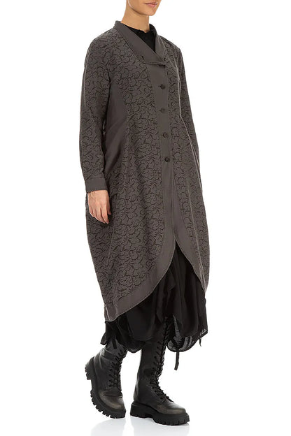 Longer Back Ornamented Forest Brown Silk Cotton Jacket 5