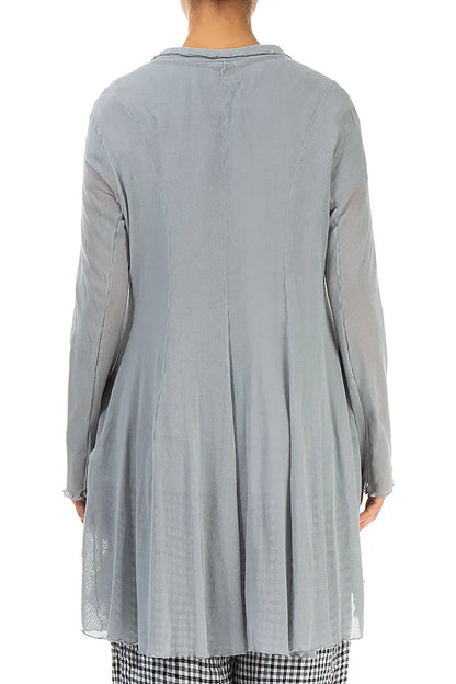 Longer Back Silver Grey Mesh Soft Cotton Jacket 2