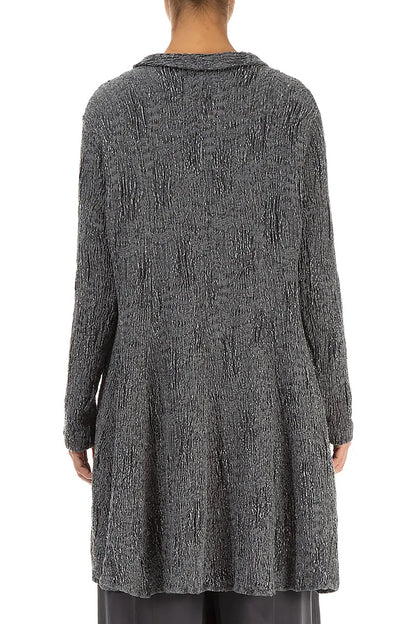 Veste longue en lin et soie texturé argentée à dos nu