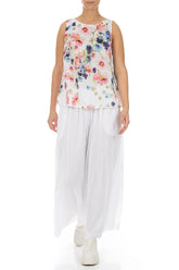 Longer Back Sleeveless Primrose Linen Top 4