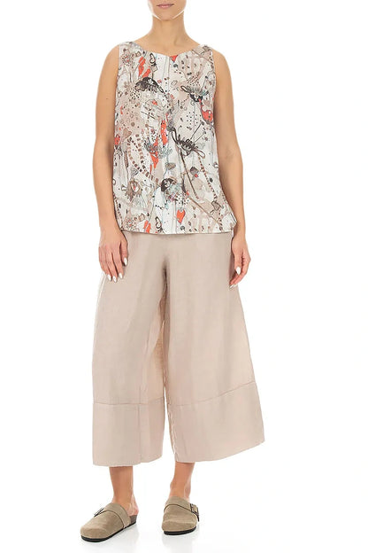 Ärmelloses Leinentop „Savannah“ mit längerem Rückenteil