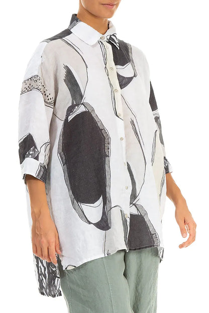 Longer Back Tumbled Stone Linen Shirt 3