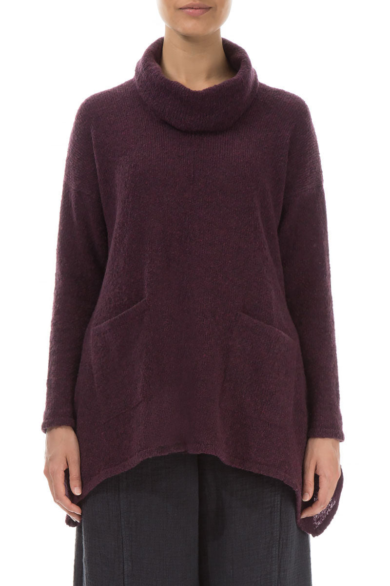 Longer Back Turtleneck Mulberry Wool Sweater 1