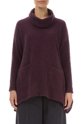 Longer Back Turtleneck Mulberry Wool Sweater 1