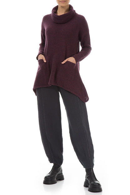 Longer Back Turtleneck Mulberry Wool Sweater 4