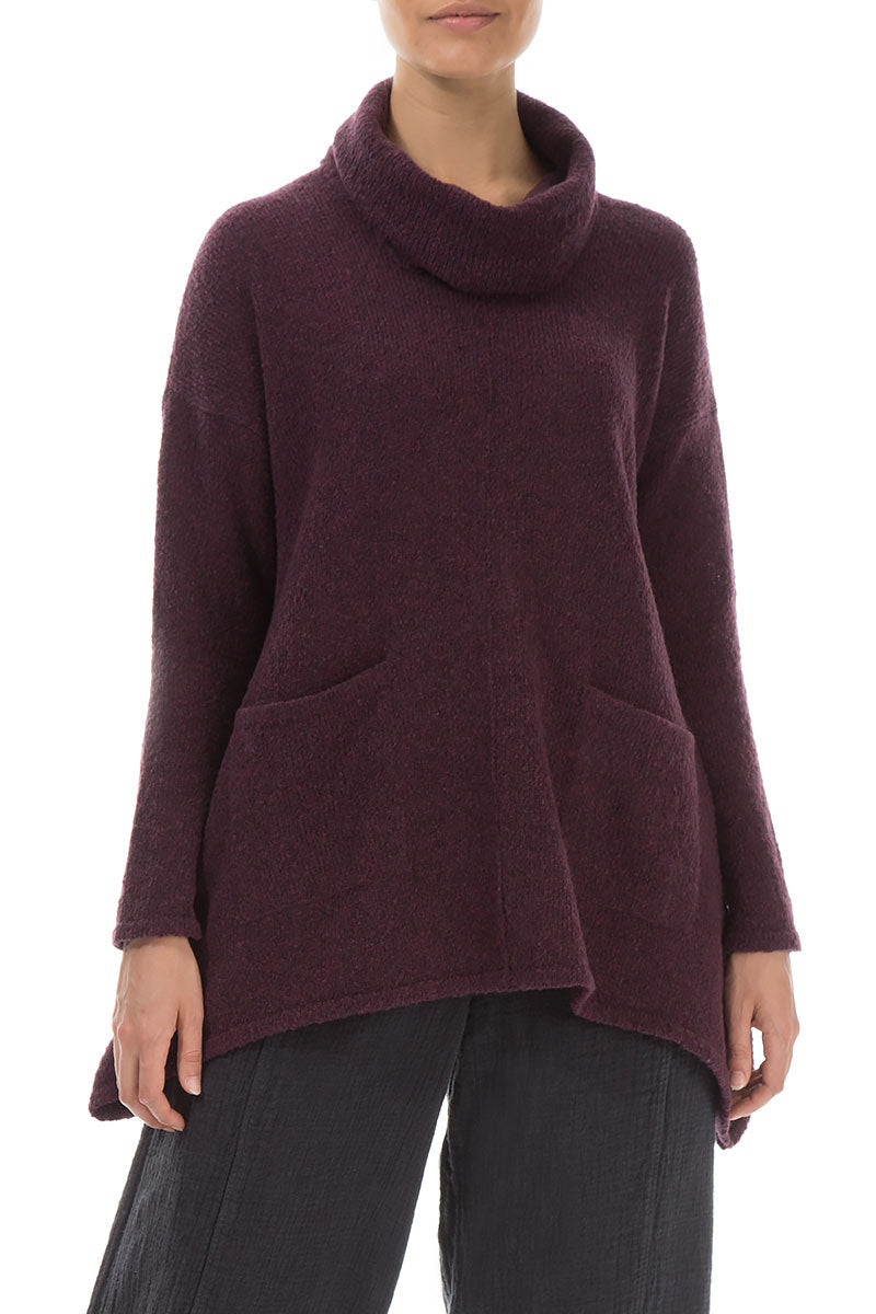 Longer Back Turtleneck Mulberry Wool Sweater 3