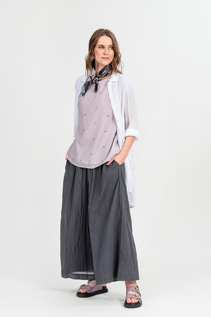 Longer Back White Gauze Linen Shirt 1