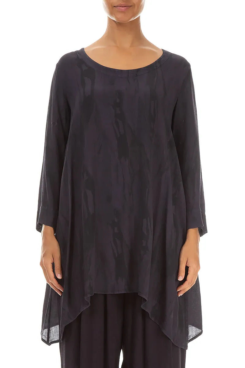 Longer Edge Graphite Printed Viscose Tunic 1