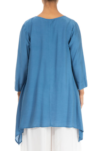 Longer Edges Atlantic Blue Silk Bamboo Tunic 4
