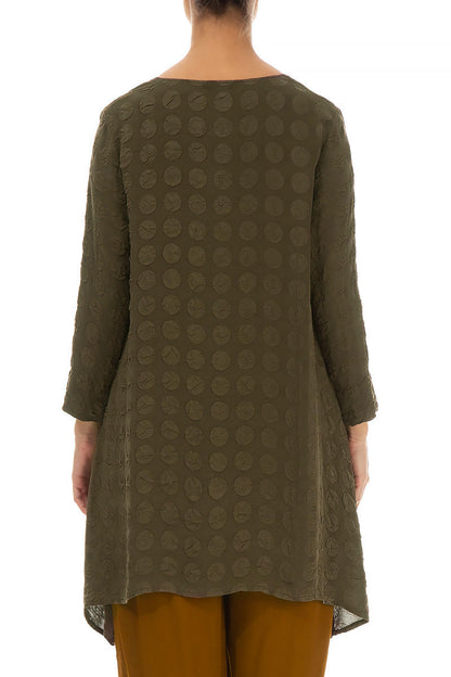 Longer Edges Bubble Khaki Silk Tunic 2