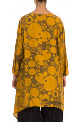 Longer Edges Circles Mustard Silk Bamboo Tunic 2