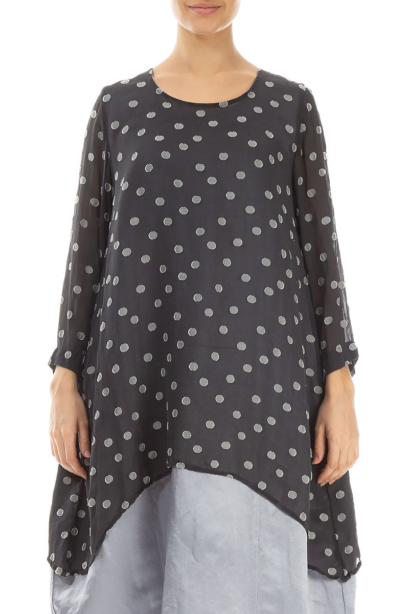 Longer Edges Dotty Anthracite Silk Tunic 1