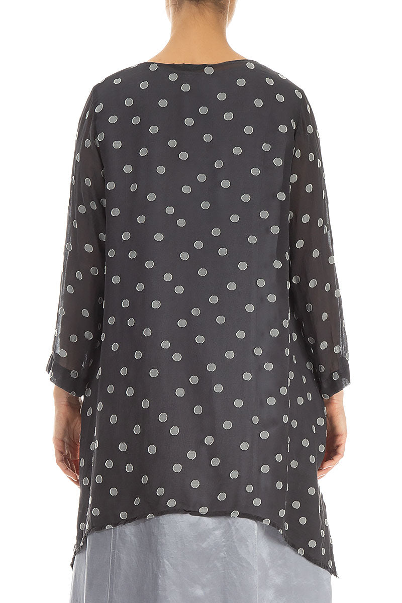 Longer Edges Dotty Anthracite Silk Tunic 2