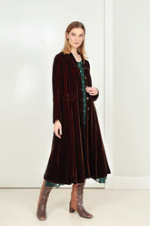 Longline Aged Copper Silk Velvet Jacket 7