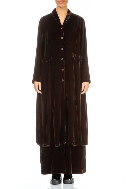 Longline Aged Copper Silk Velvet Jacket 1