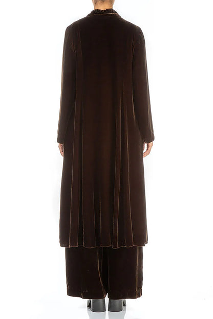 Longline Aged Copper Silk Velvet Jacket 2