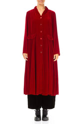 Longline Cherry Red Silk Velvet Jacket 1