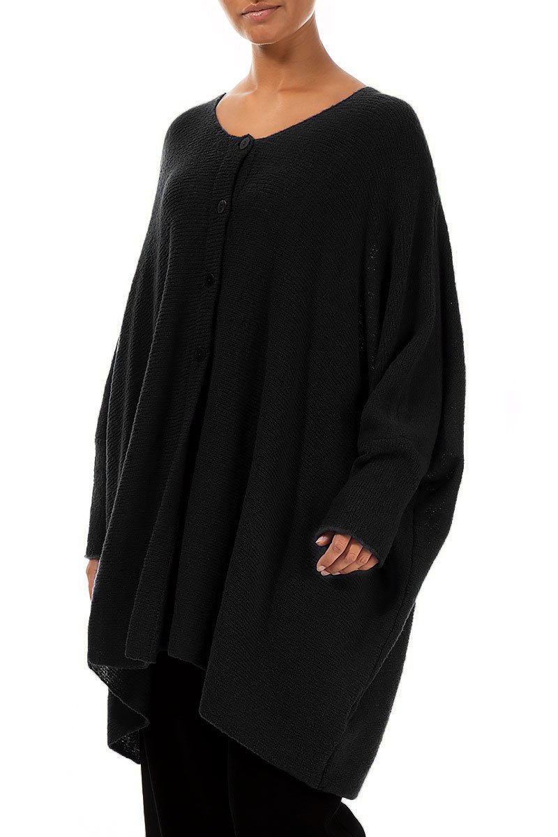 Loose Boxy Black Wool Cardigan 3