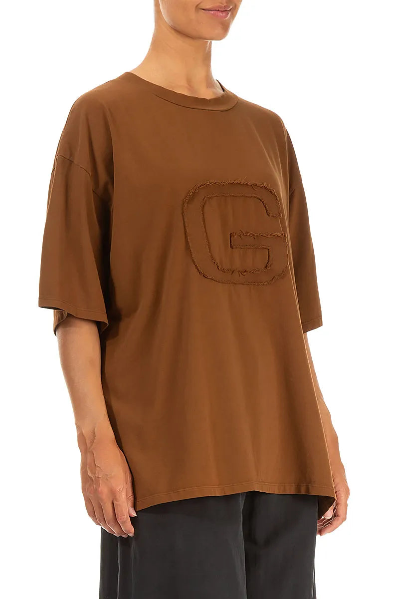 Loose Aged Copper Cotton Blouse
