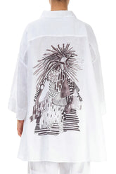 Loose Artique White Linen Shirt 2