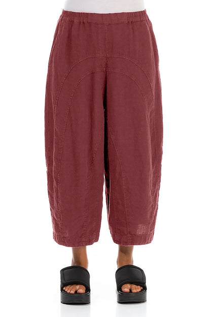 Loose Back Pockets Antique Ruby Linen Trousers