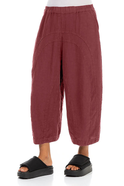 Loose Back Pockets Antique Ruby Linen Trousers