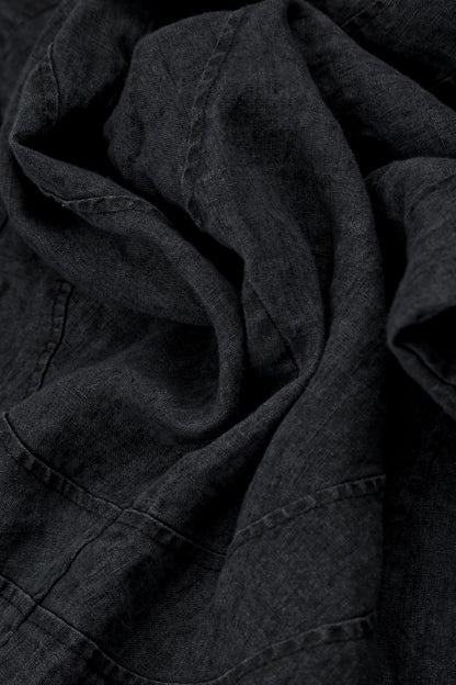 Loose Back Pockets Black Linen Trousers 5