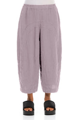 Loose Back Pockets Lilac Linen Trousers 1