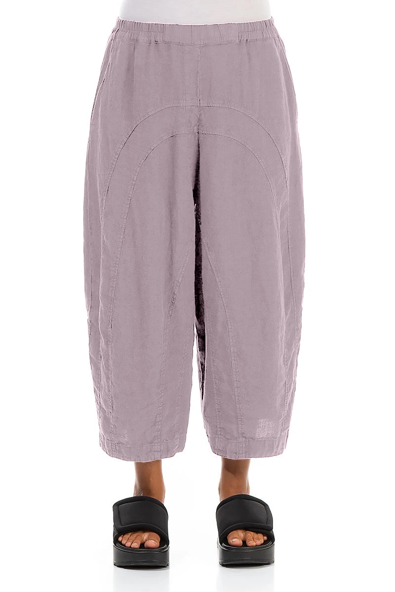 Loose Back Pockets Lilac Linen Trousers 1