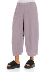 Loose Back Pockets Lilac Linen Trousers 3