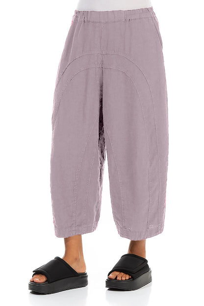 Loose Back Pockets Lilac Linen Trousers 3
