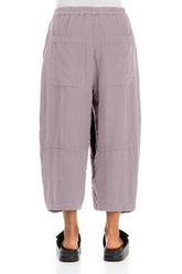 Loose Back Pockets Lilac Linen Trousers 2