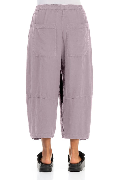 Loose Back Pockets Lilac Linen Trousers 2
