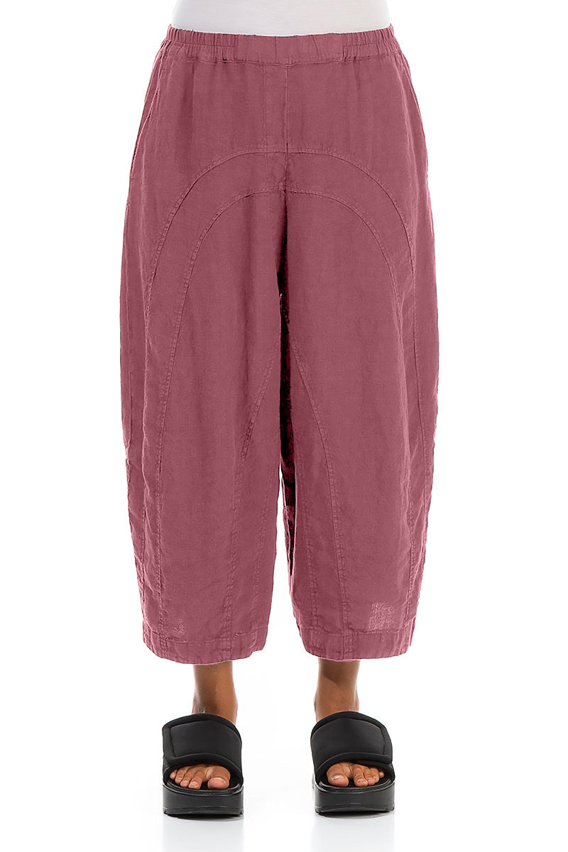 Loose Back Pockets Mauve Taupe Linen Trousers 1