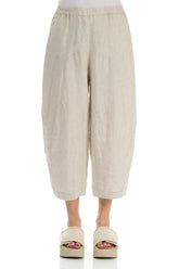 Loose Back Pockets Natural Linen Trousers 1