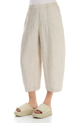 Loose Back Pockets Natural Linen Trousers 3