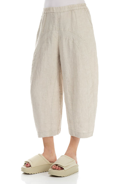 Loose Back Pockets Natural Linen Trousers 3