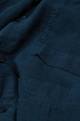 Loose Back Pockets Navy Linen Trousers 4