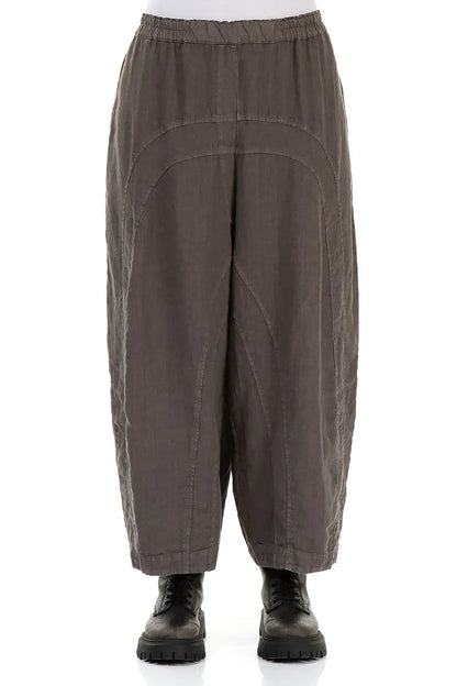 Loose Back Pockets Off-Dye Truffle Linen Trousers