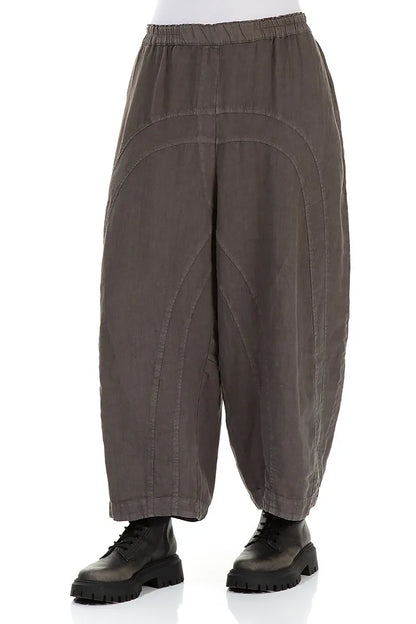 Loose Back Pockets Off-Dye Truffle Linen Trousers