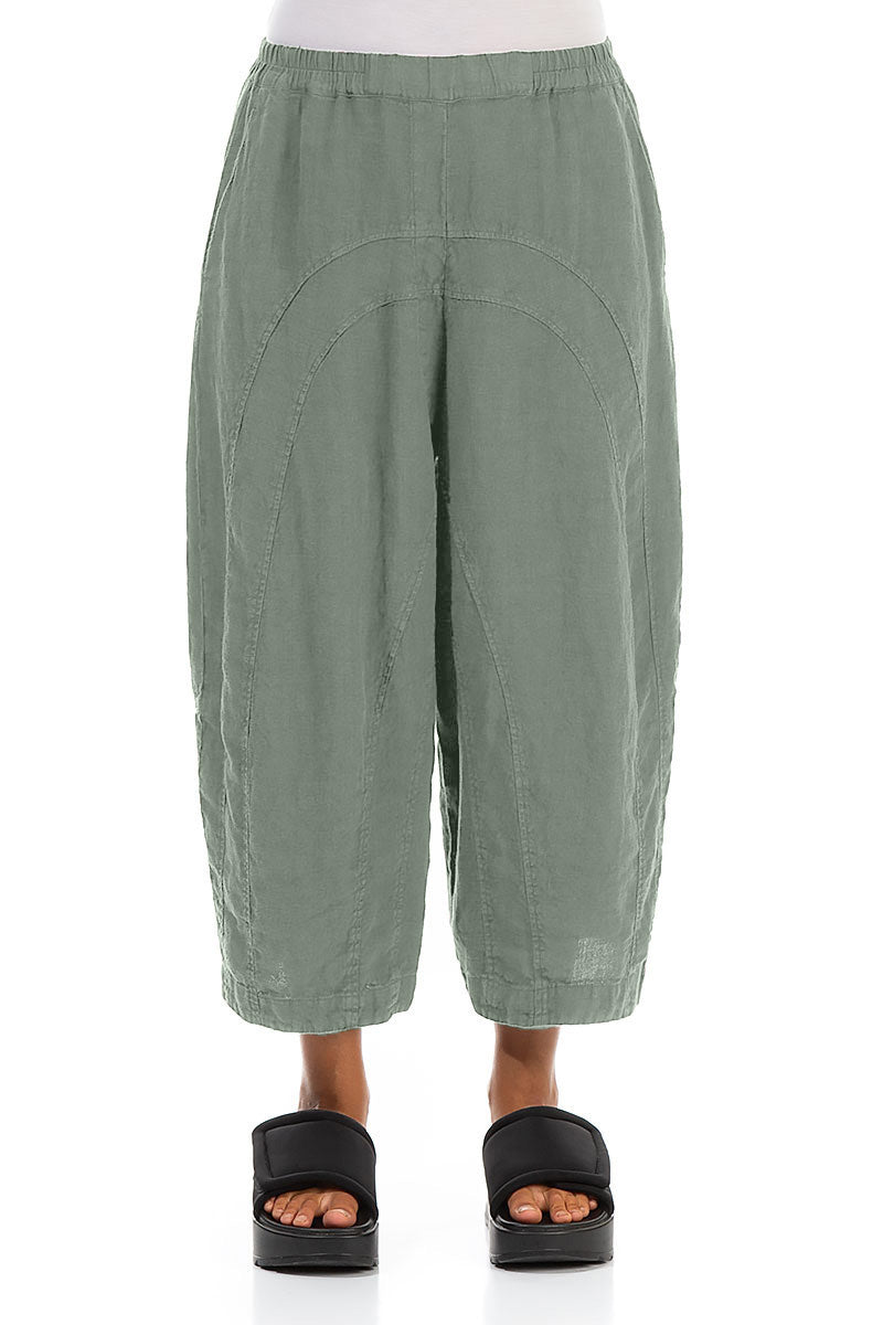 Loose Back Pockets Sage Linen Trousers 1